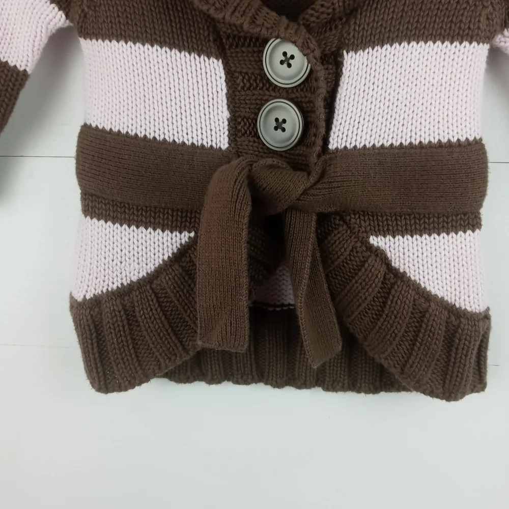 Old Navy girls size 6-12 light pink and brown large button wrap cardigan sweater